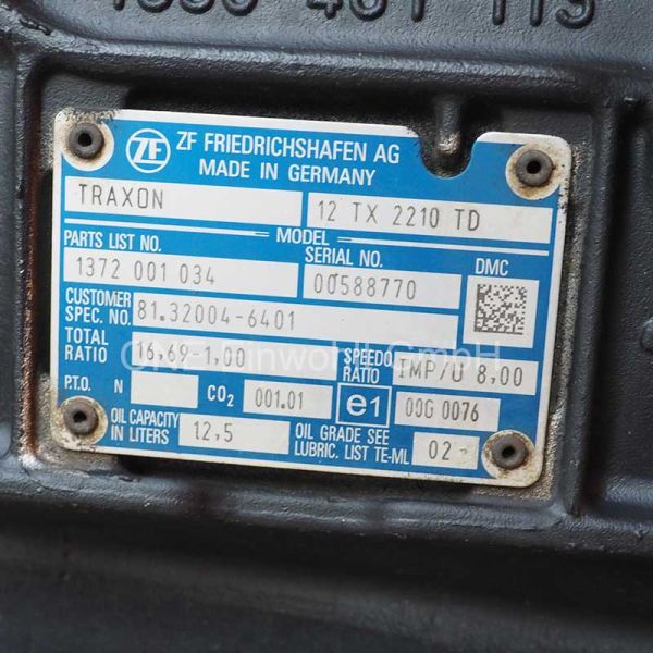 Gebrauchtes ZF Traxon Getriebe 12TX2210 TD für MAN, mit 60.319 km Laufleistung, MAN 81320049401